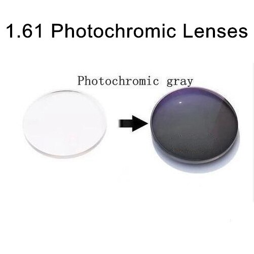 1.61 asfäriska fotokromatiska linser solglasögonlins med grad enkelseende fotogrå receptbelagda rx linser för närsynthet