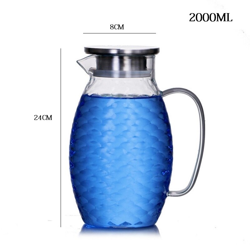 Jarra de cristal con forma de pez, conjunto de jarra de agua, té, jarra de champán, cóctel, limón, recipientes para zumo, 1.5L/2L: 2L