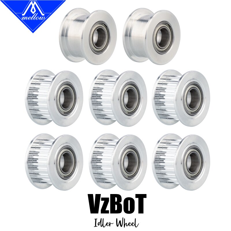 Mellow 1Set 3D Printers Parts VzBoT GT2 Idler Kit Aluminium Timing Pulley 20 Tooth Wheel Bore 5mm For 2GT Gates Timing Belt 6MM