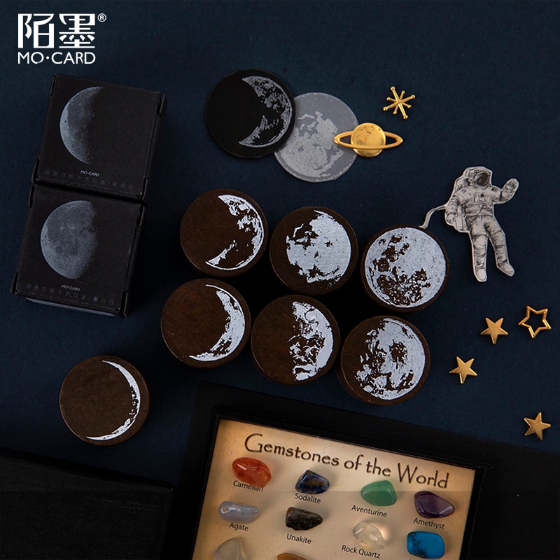 Planet Moon Series Mini Cute Wooden Rubber Stamps Diy Diary Stamps Set For Diy Craft Card Making Planner Scrapbooking