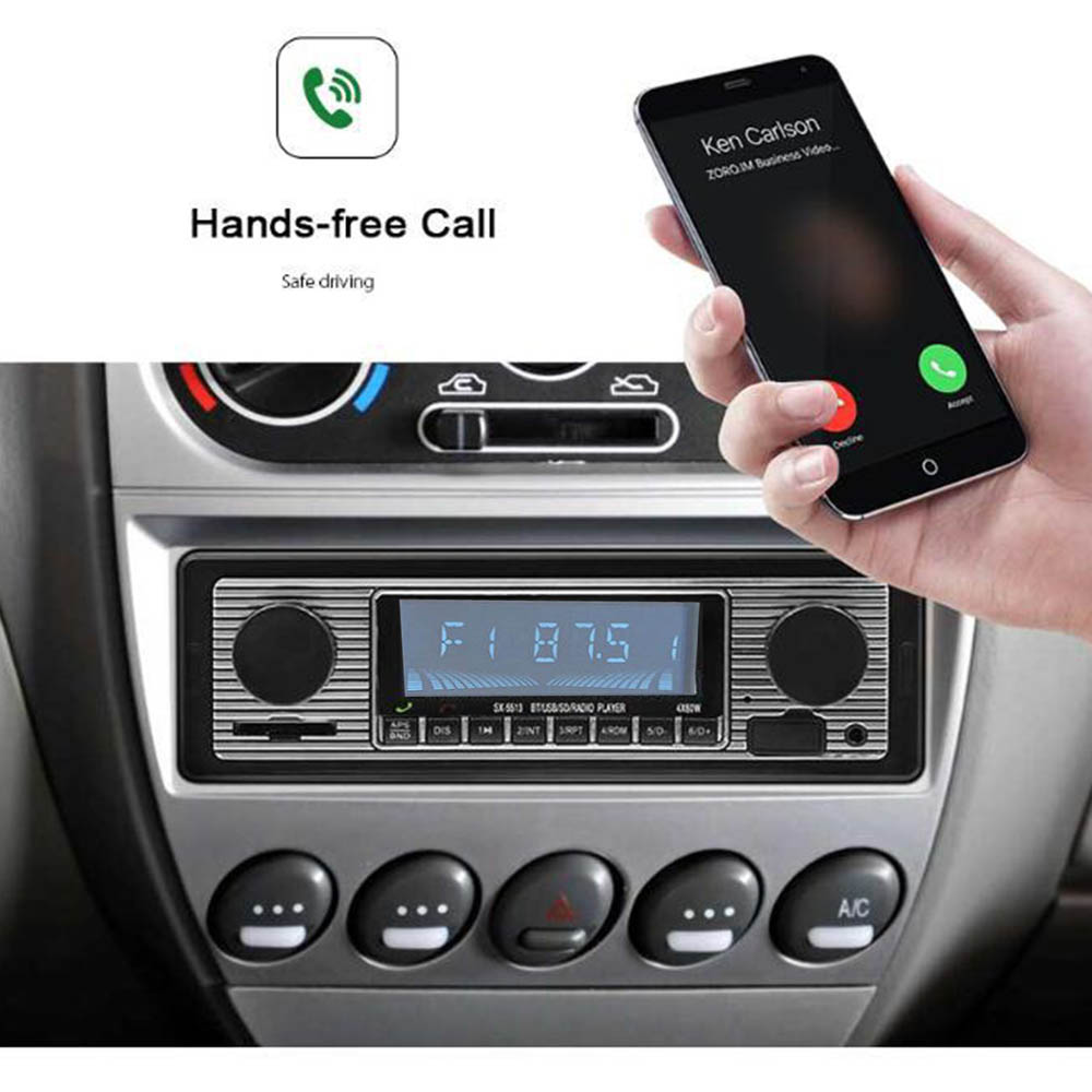 Car Radio Bluetooth-Compatible Retro MP3 Multimedia Player AUX USB Vintage Wireless 12V Stereo Audio Auto Electronics
