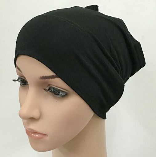 Zachte Modal Inner Hijab Caps Moslim Stretch Tulband Cap Islamitische Underscarf Motorkap Hoed Vrouwelijke Hoofdband Tube Cap Turbante Mujer: Black