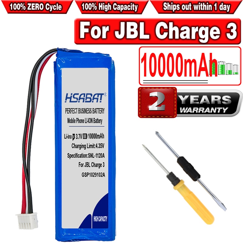 Hsabat 10000Mah Batterij Voor Jbl Lading 3, controleer De Plaats Van 2 Rode Draden Op Uw Oude Batterij