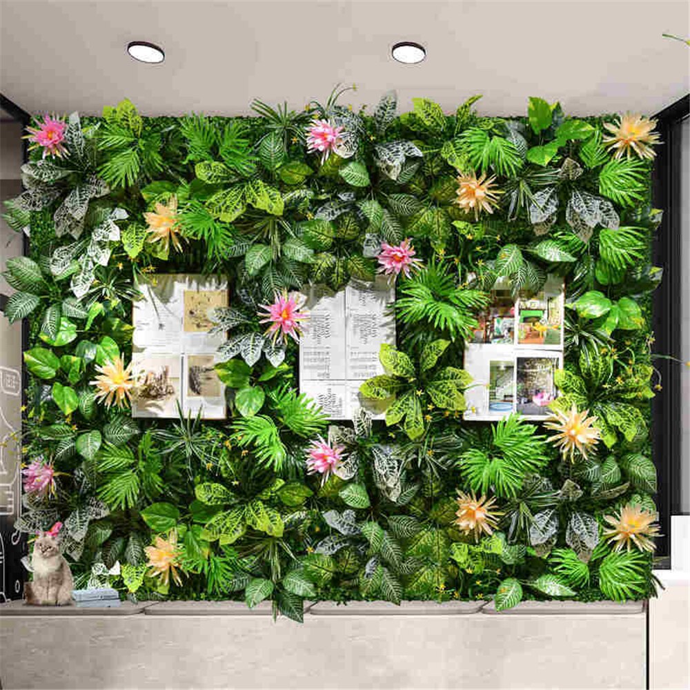 Aritfiske planter blomst grønne væg topiary hæk egnet til boligindretning uv beskyttet baggrund udendørs have hegn privatliv: P 14