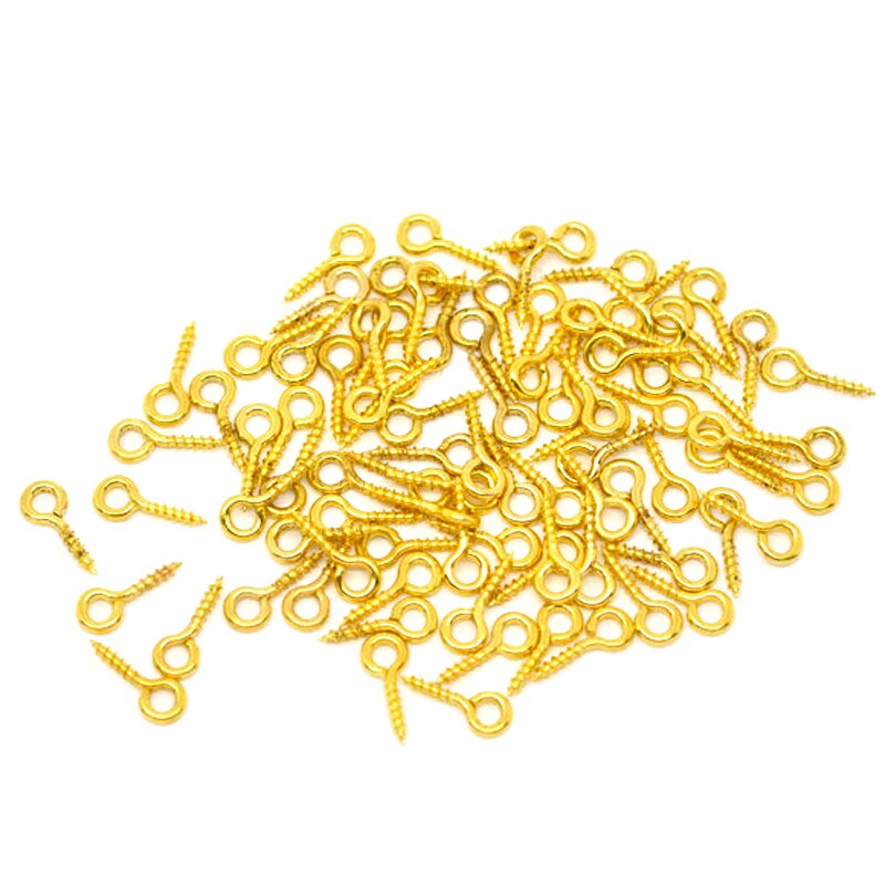 Ganchos con rosca para hacer bisutería, Mini pasadores pequeños de 8x4mm, 500 piezas, ojales, tornillos, cierres dorados, accesorios de joyería: Gold / 10x5mm-approx 500pcs