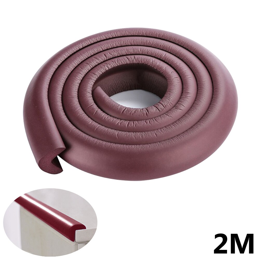 2M L Shape Soft Baby Safety Desk Table Edge Guard Strip Security Kids Protection Bumper Edge Angle Home Anti-collision Strip: brown