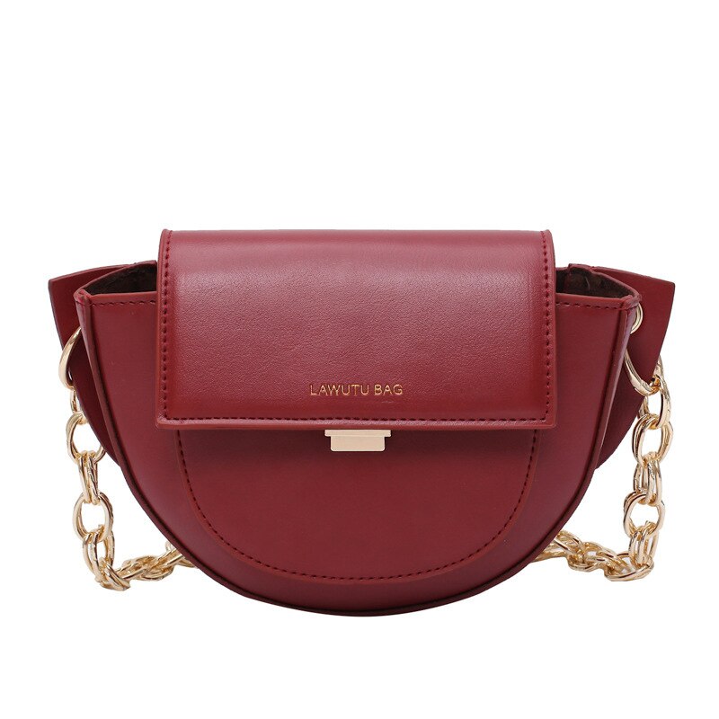 Vrouwen Taille Bag Vrouwelijke Herfst En Winter Mode Vintage Ketting Borst Tas Schouder Tas Tij Riem Fann pack: Wine red