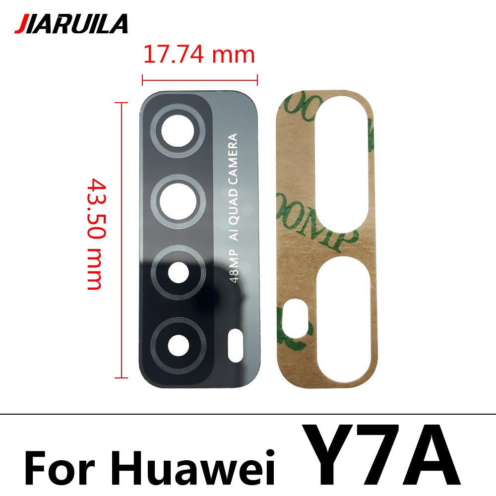 10pcs/Lot, Rear Back Camera Glass Lens Cover For Huawei Y5P Y9S Y8S Y8P Y6P Y7P Y5A Y6s With Ahesive Sticker: Y7A