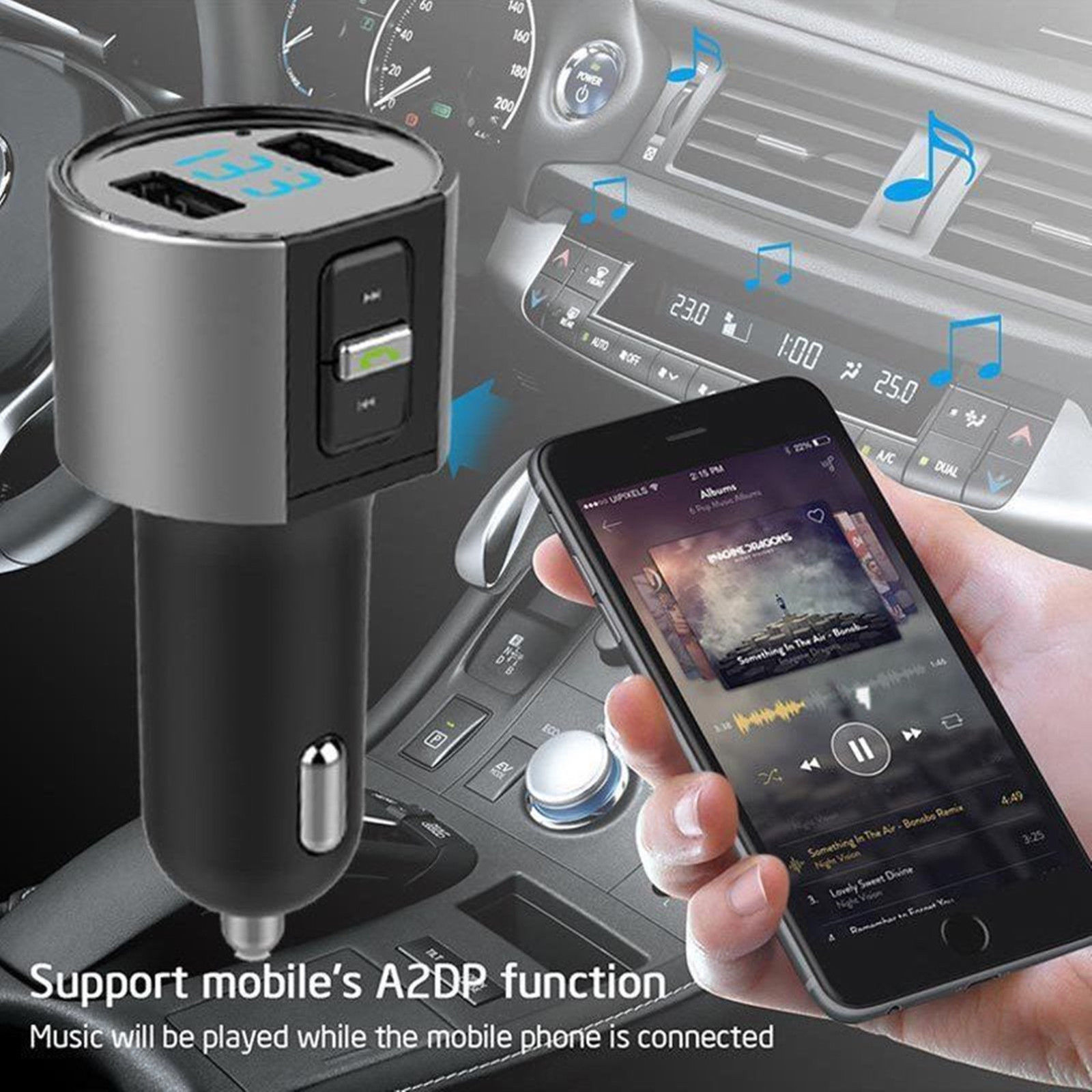 Dual Usb Charger Auto Bluetooth Fm-zender MP3 Speler Handsfree Radio Adapter Kit Fm-zender Accessoires