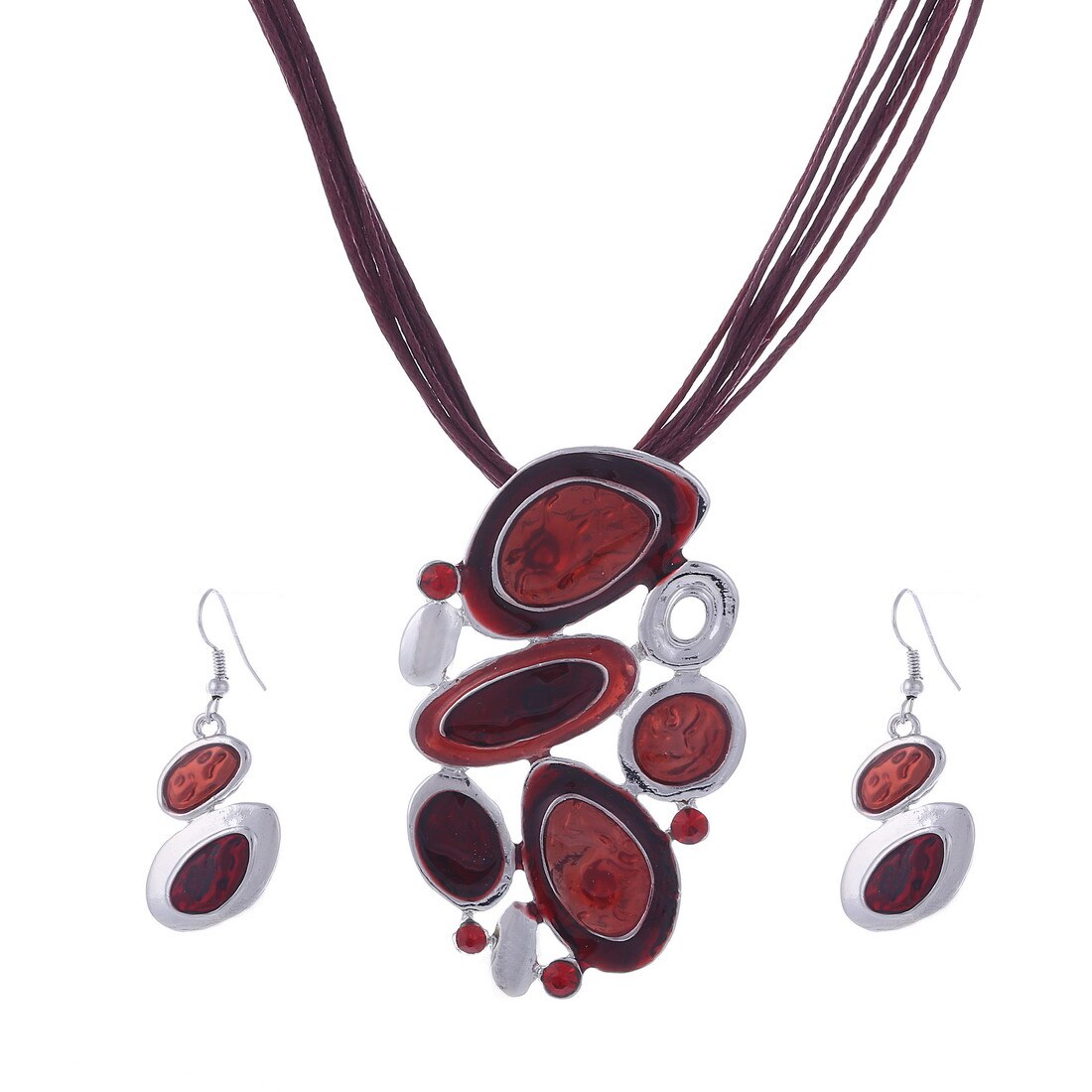 MINHIN nuovo Set di collana a catena in pelle con gemma smaltata per Set di gioielli da sposa per feste Set di gioielli estivi da donna: F847