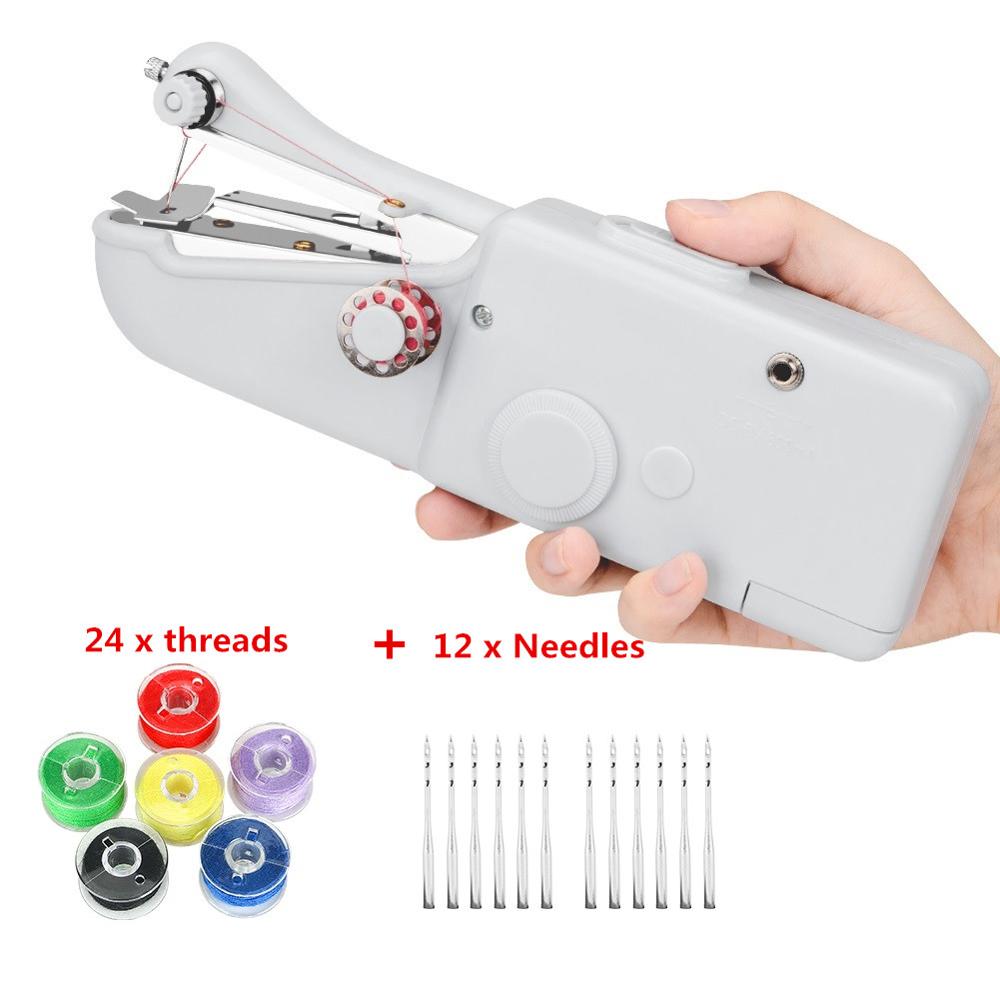 Portable Household Mini Hand Sewing Machine Quick Stitch Sew Needlework Cordless Clothes Fabrics Electronic Sewing Machine: C