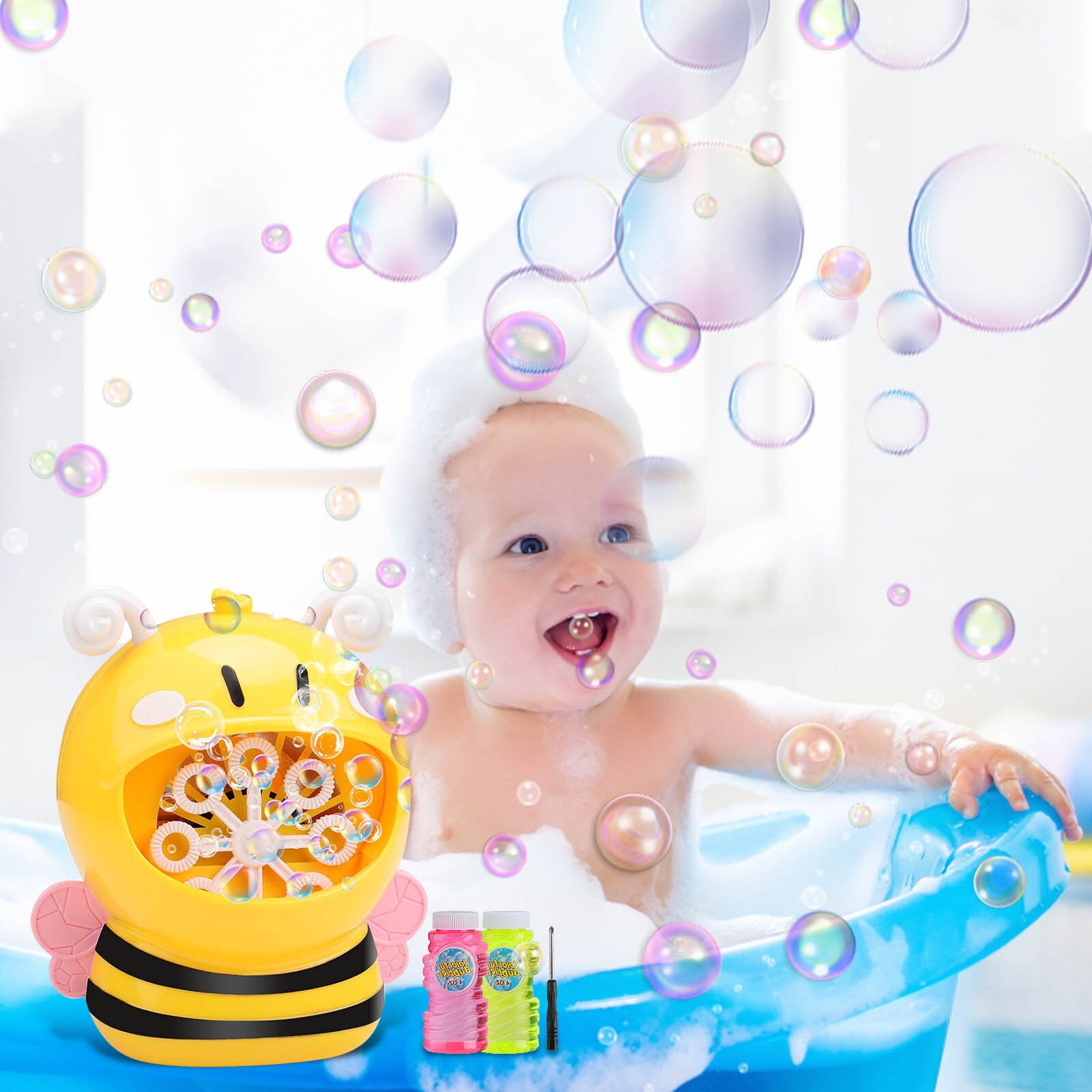 Outdoor Bee Machine Krabben & Kikker Muziek Kids Bad Toy Bad Zeep Automatische Bubble Maker Baby Badkamer Speelgoed Voor Kinderen