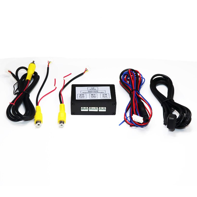 Two channel car parking backup camera video controller box automatic switch control rear/side/ front view cameras for monitor