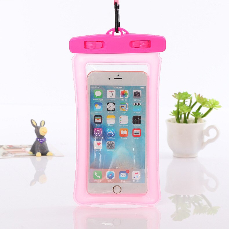 Float Waterproof Mobile Phone Case For iPhone X Xs Max Xr 8 Samsung 6.5 inches Clear PVC Sealed Underwater Smart Phone Dry Pouch: pink colour