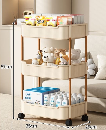 Mobile Storage Rack Trolley Kitchen Bathroom Bedroom Multi Storey Snacks Storage Rack with Wheels Organizer Home Accessories: GRAY