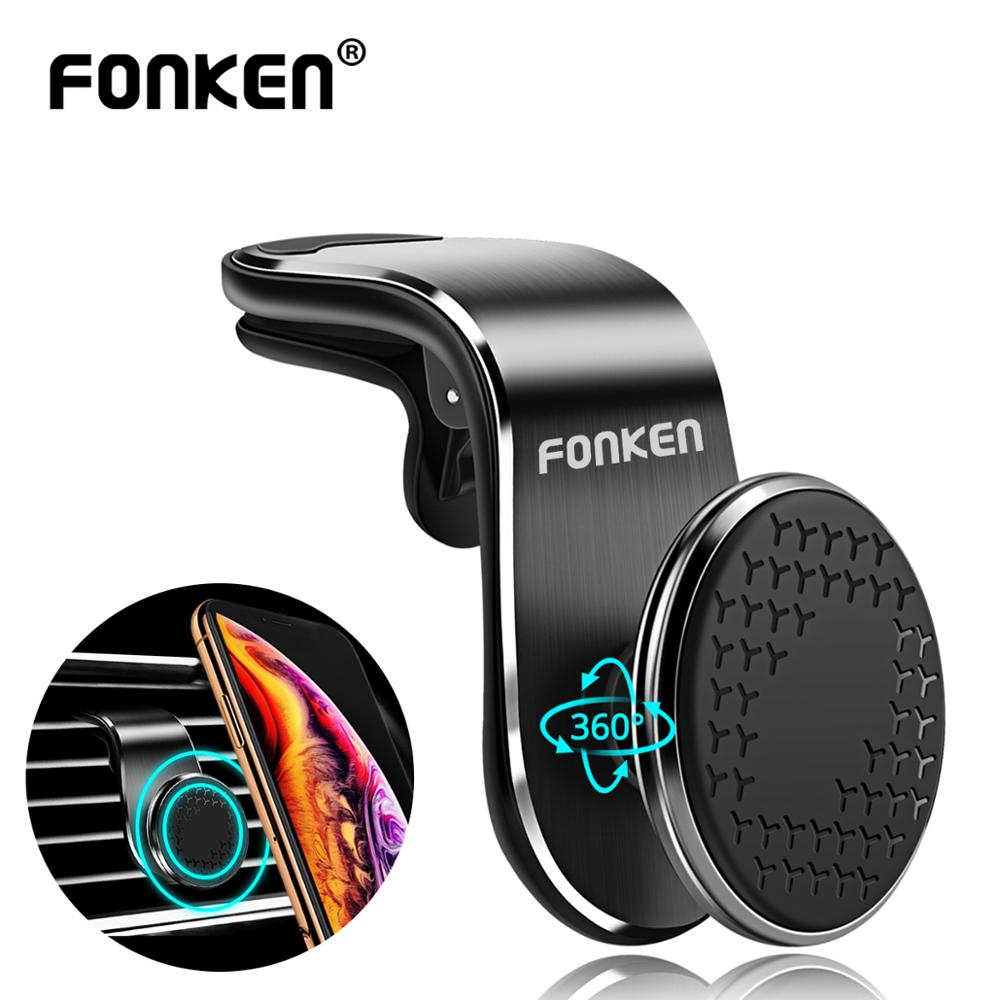 FONKEN Car Phone Holder Mobile Magnetic Car Holder Stand Car Air Vent Clip Mount Aluminum Alloy 360 Rotation Holder in Car