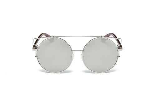 Unique Shield Hiking Glasses Women Round Shade vintage retro triangular Glasses feminino Mountaineering Glasses: Silver  White Merc