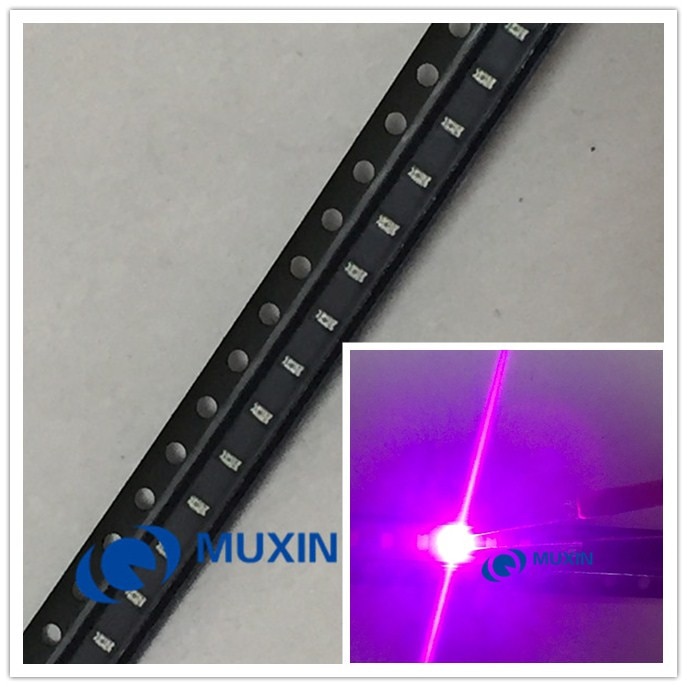 Chip LED UV púrpura 100 (0603), lámpara de diodo emisor de luz LED SMD de montaje en superficie de 20mA, ultravioleta 395nm-400nm, 1608 Uds.