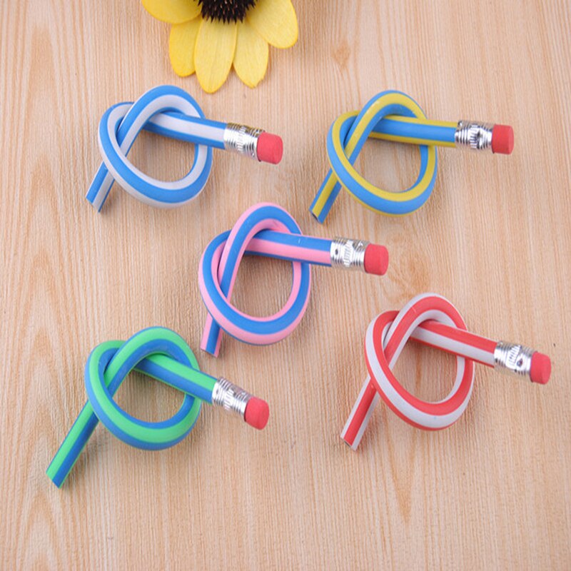 1 pièces coréen papeterie mignon coloré drôle Bendy couleur bonbon doux Flexible Standard crayon avec gomme école bureau