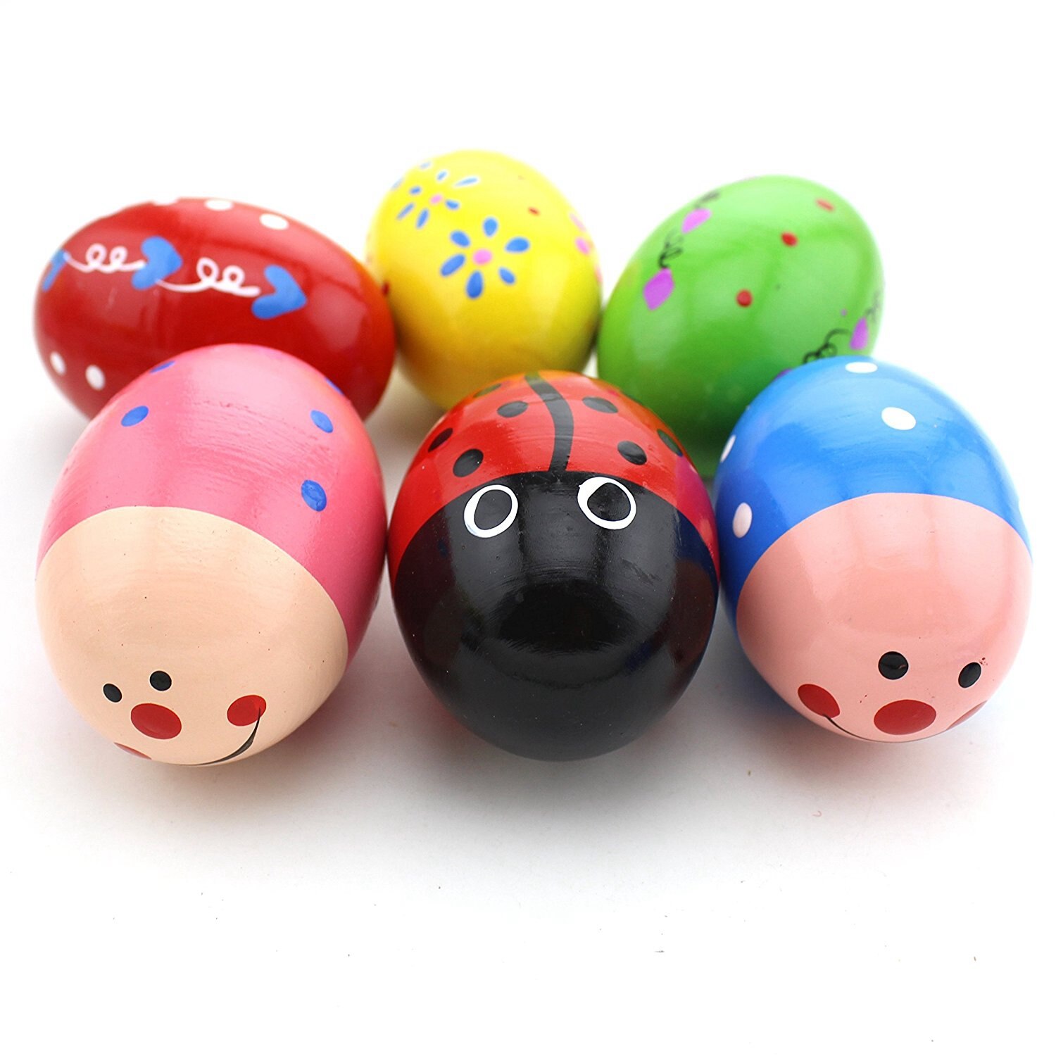 Bmdt-set  of 6 träslagverk musikaliska ägg maracas äggshakers för barn