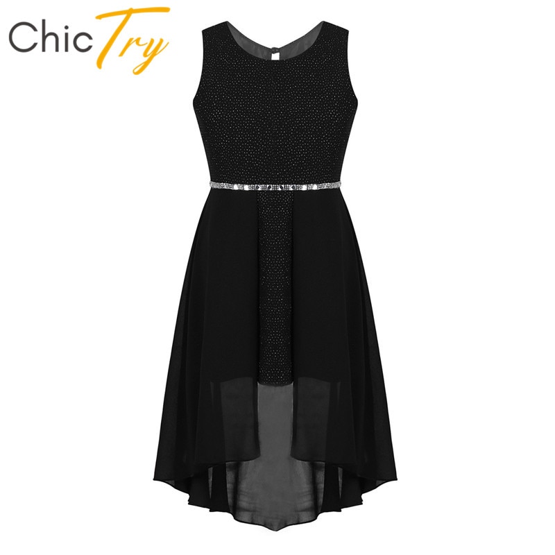 Chictry børn teenagere ærmeløs glitrende rhinestone chiffon piger fødselsdag bal fest balsal kjole social dans kostume