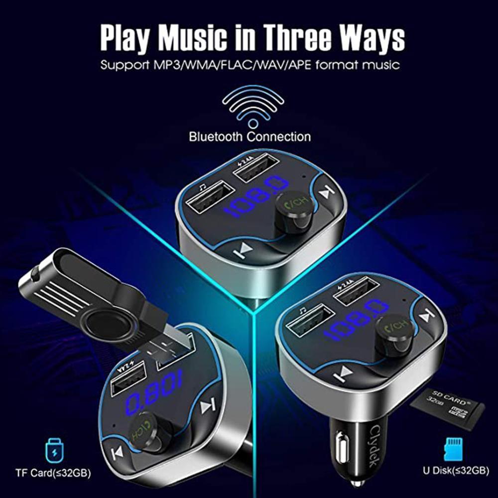 FM Transmitter Handsfree Bluetooth 5.0 Car Kit MP3 2.4A Car With Modulator Charger Dual Player FM USB Transmiter X4B4