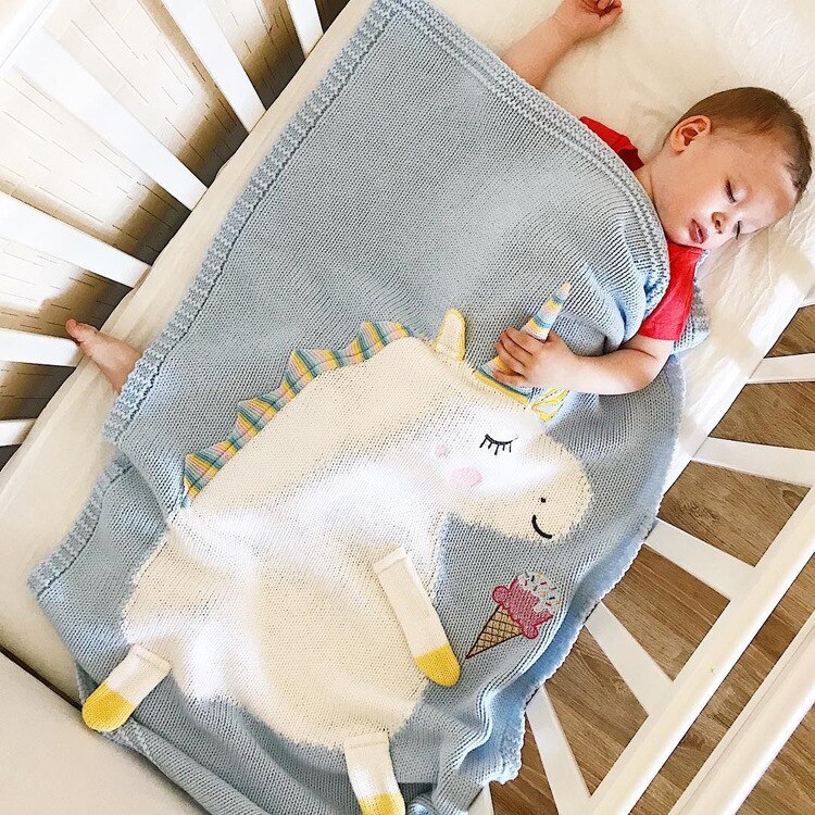 INS – belle couverture licorne stéréo pour enfants, en tricot, pour la plage, pour bébé