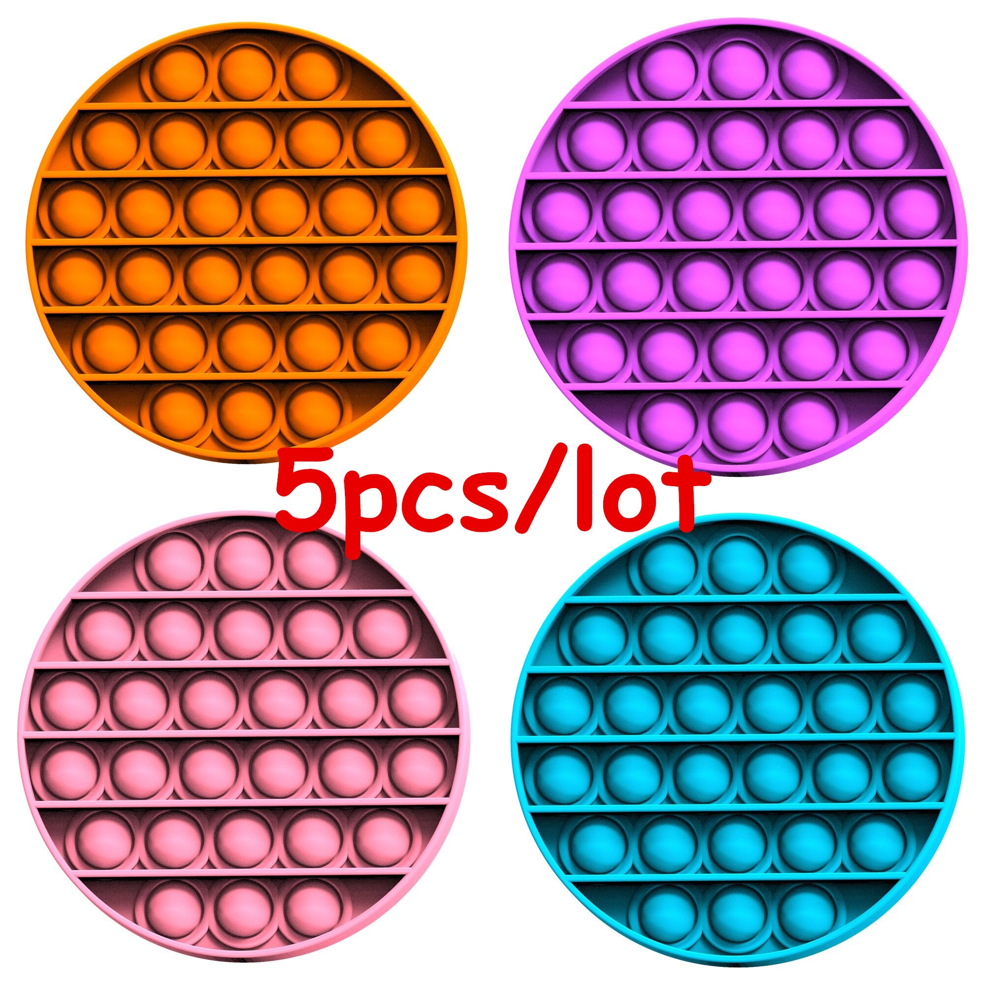 5Pcs/Lot Push Bubble Fidget Sensory Popsit Special Needs Stress Reliever Figet Toys Popit Stress Soft Squeeze Toy: Yuan 5pcs