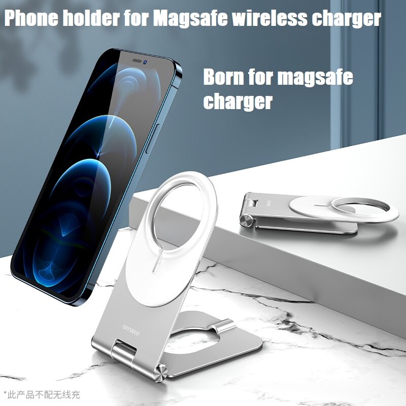 Portable Wireless Magsafing Charger Stand Foldable Magnetic Fast Charging Mobile Phone Holder For iPhone: Phone Holder Silver