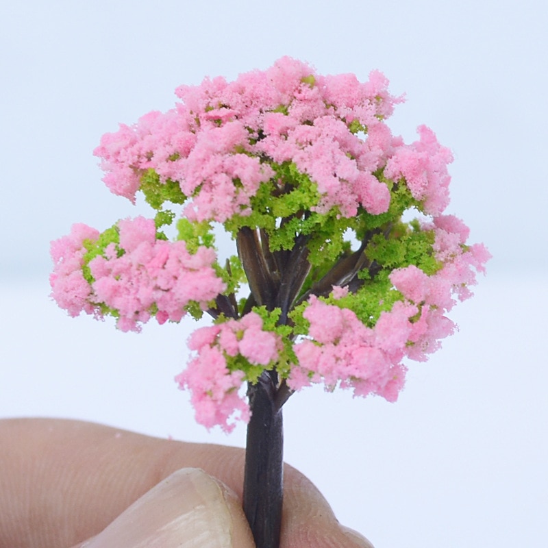 7 PCS WJDG Modell rosa kunststoff modell baum DIY material micro landschaft modell baum Microlandscape layout