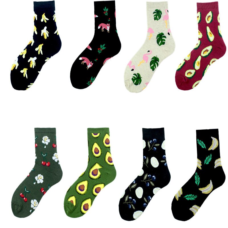 Summer Cartoon Fruit Banana Avocado Cotton Socks Women Korean Version Of Street Socks