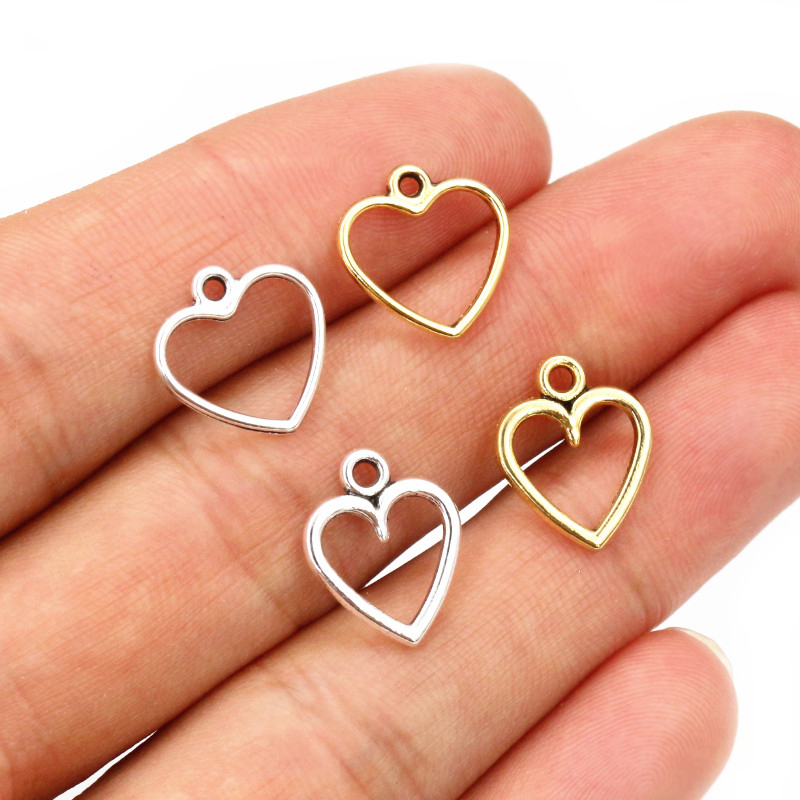 100 piezas imagen Color corazones huecos geometría colgante de aleación de Metal bricolaje collar pulsera pendientes