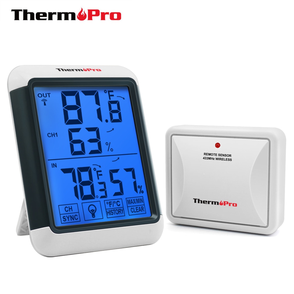 ThermoPro TP65S Digitale 60M Draadloze Hygrometer Indoor Outdoor Thermometer Temperatuur en Vochtigheid Monitor met Touch Screen