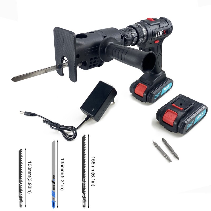 21V 12V Accu Boormachine Elektrische Schroevendraaier Oplaadbare Met Batterij Elektrische Boor Conversie Kettingzaag Blade Power Tool Set