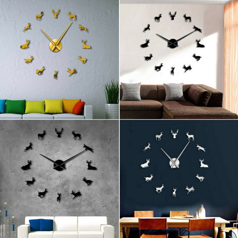 Pegatina de reloj de pared grande de acrílico, pegatinas de espejo de Ángel de moderno, reloj de pared adhesivo silencioso 3D, bricolaje, decoración del hogar