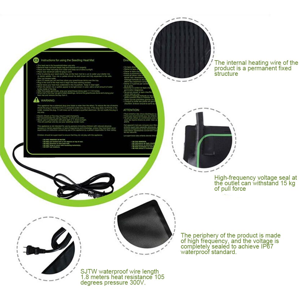 Seedling Heating Mat Waterproof Electric Blanket Plant Seed Germination Clone Starter Pad Garden Supplies 52 X 52CM