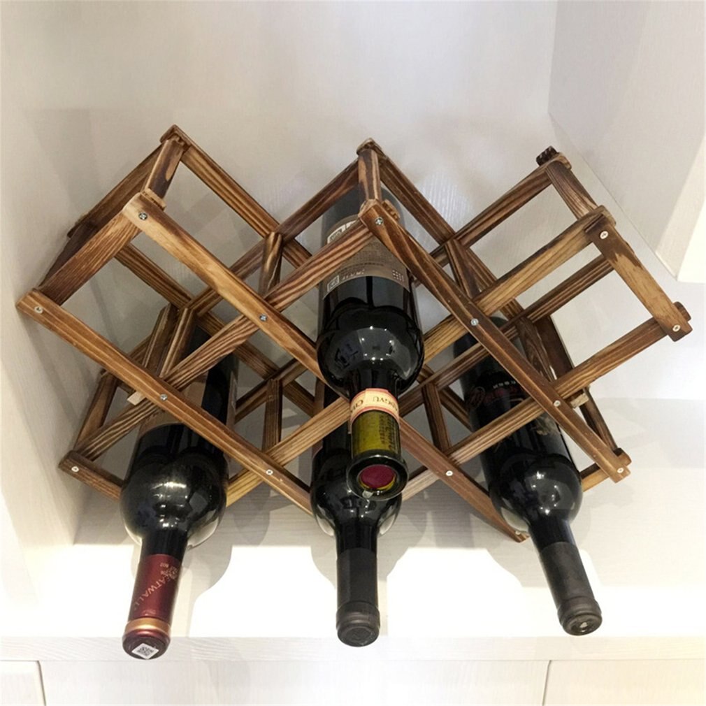 Holz Wein Flasche Halfter Kreative Praktische Faltbare Wohnzimmer Dekorative Schrank Rotwein Anzeige Lagerung Gestelle