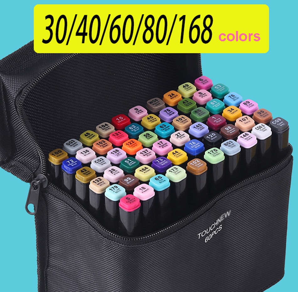 12/24/36/48/60 Colors Dual Tip Fine Liner Art Marker Pens Set Watercolor Drawing Painting Markers Pen Brush Schoo