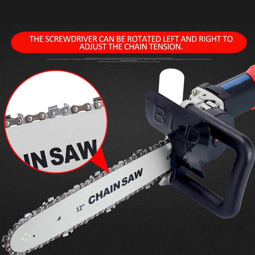 12 Inch Electric Chainsaw Refit Conversion Kit Woodworking Power Tool Chainsaw Bracket Set Change Angle Grinder into Chain Saw