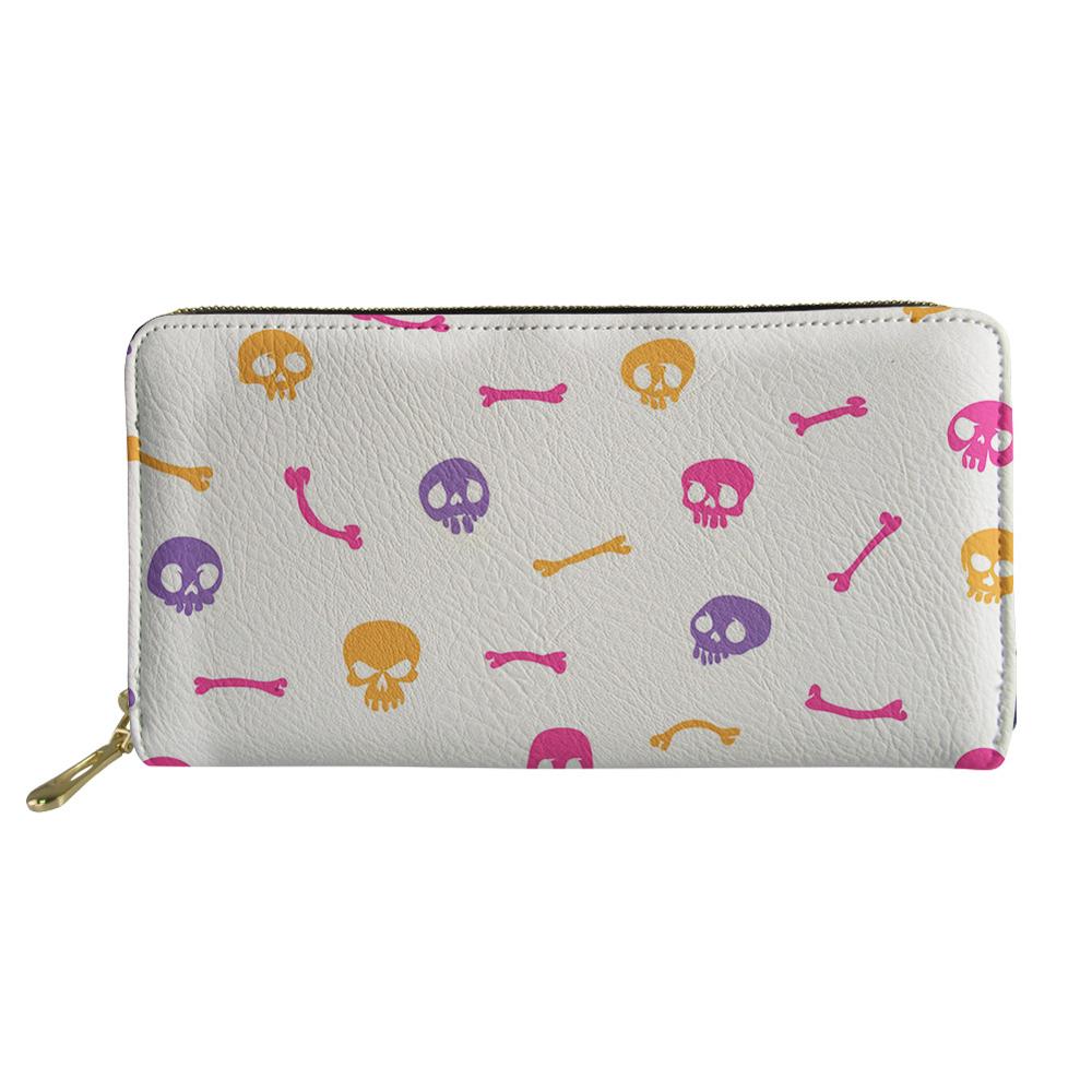 Nopersonality DELL'UNITÀ di elaborazione Del Cuoio Del Raccoglitore Della Frizione Delle Donne Per Il Tempo Libero Del Cranio Della Borsa Della Stampa Delle Donne Portafogli Lungo Della Moneta Titolari di Carte di Borsa Carteras: L733Z21