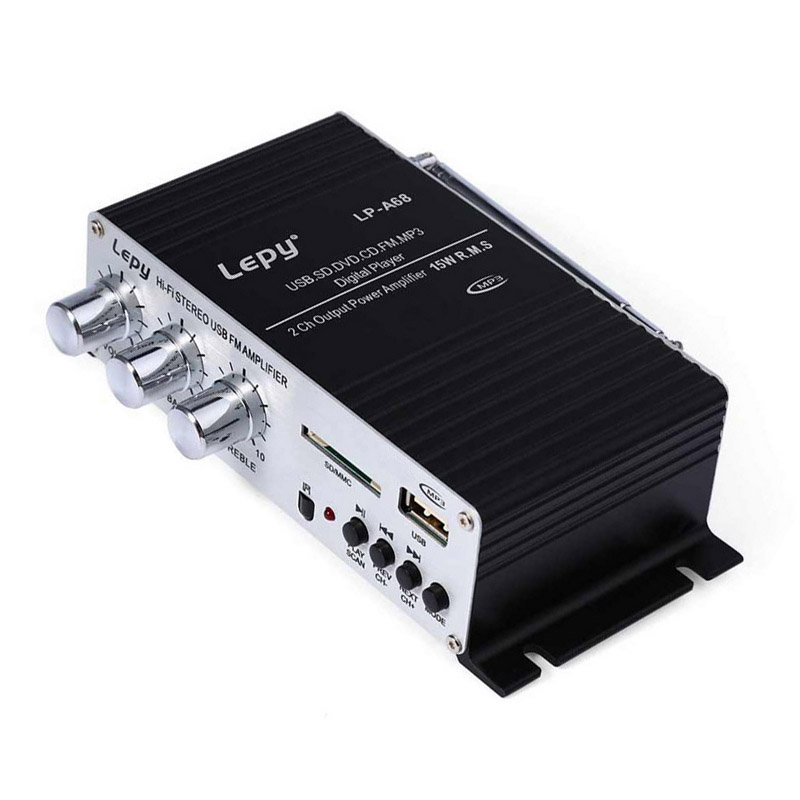 Car Amplifier Remote Control USB FM Small Amplifier Motorcycle Small Power Amplifier 2x15W RMS 2Inch Output Power Amplifier