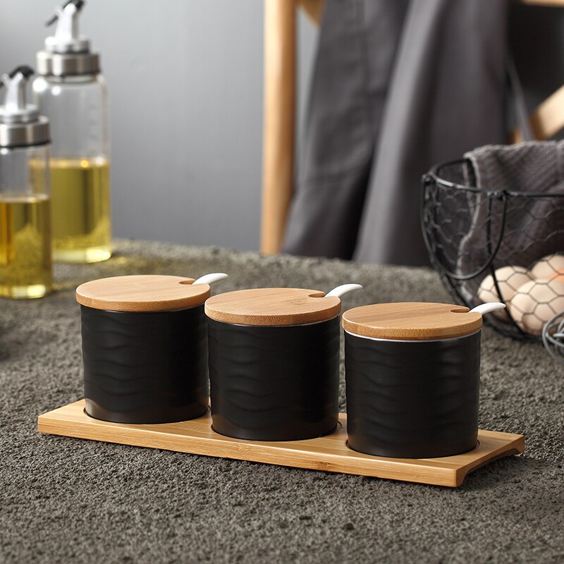 Keramische Specerij Opslag Jar Creatieve Keramische Keuken Kruiden Tank Set Olijfolie Fles Suiker Zout Shaker Kruidkruik