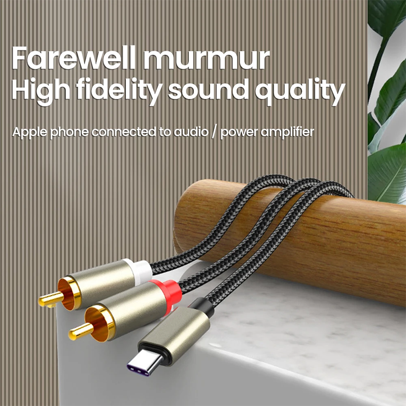 Cable RCA de 3,5mm, conector tipo C a 2 RCA, Cable de Audio auxiliar de 3,5mm a 2 RCA, adaptador macho divisor para TV Box, apple tv, altavoz