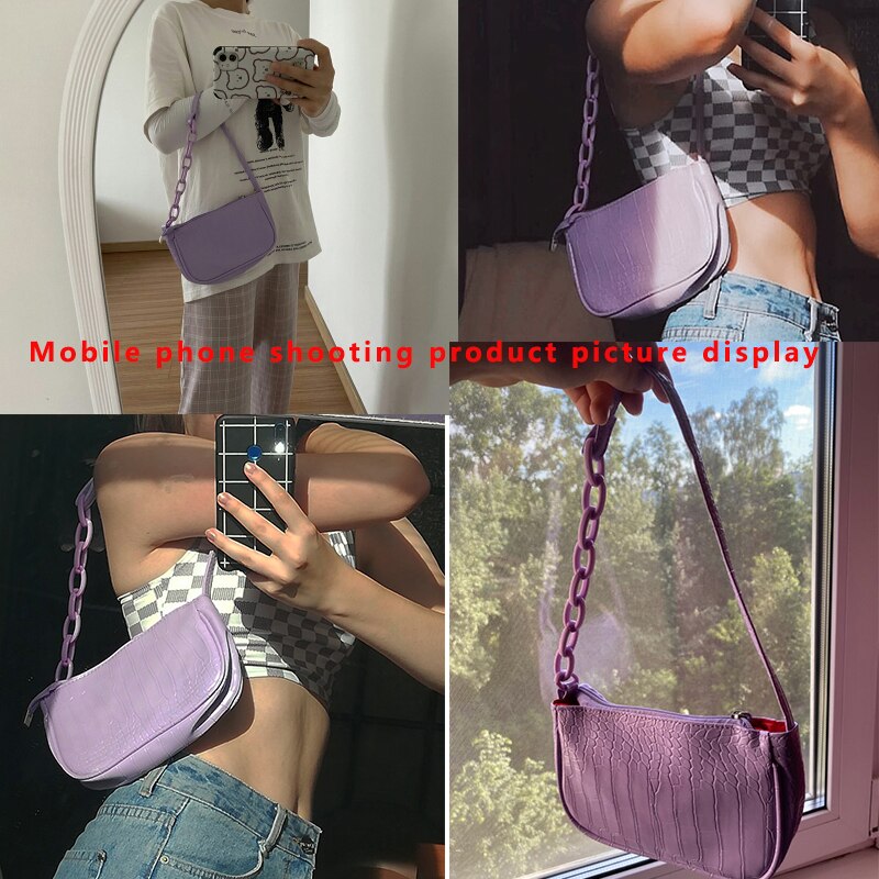 Bolso de mano Baguette con patrón de cocodrilo para mujer, cadena nueva, bolso de hombro pequeño, de bolsos de cuero,