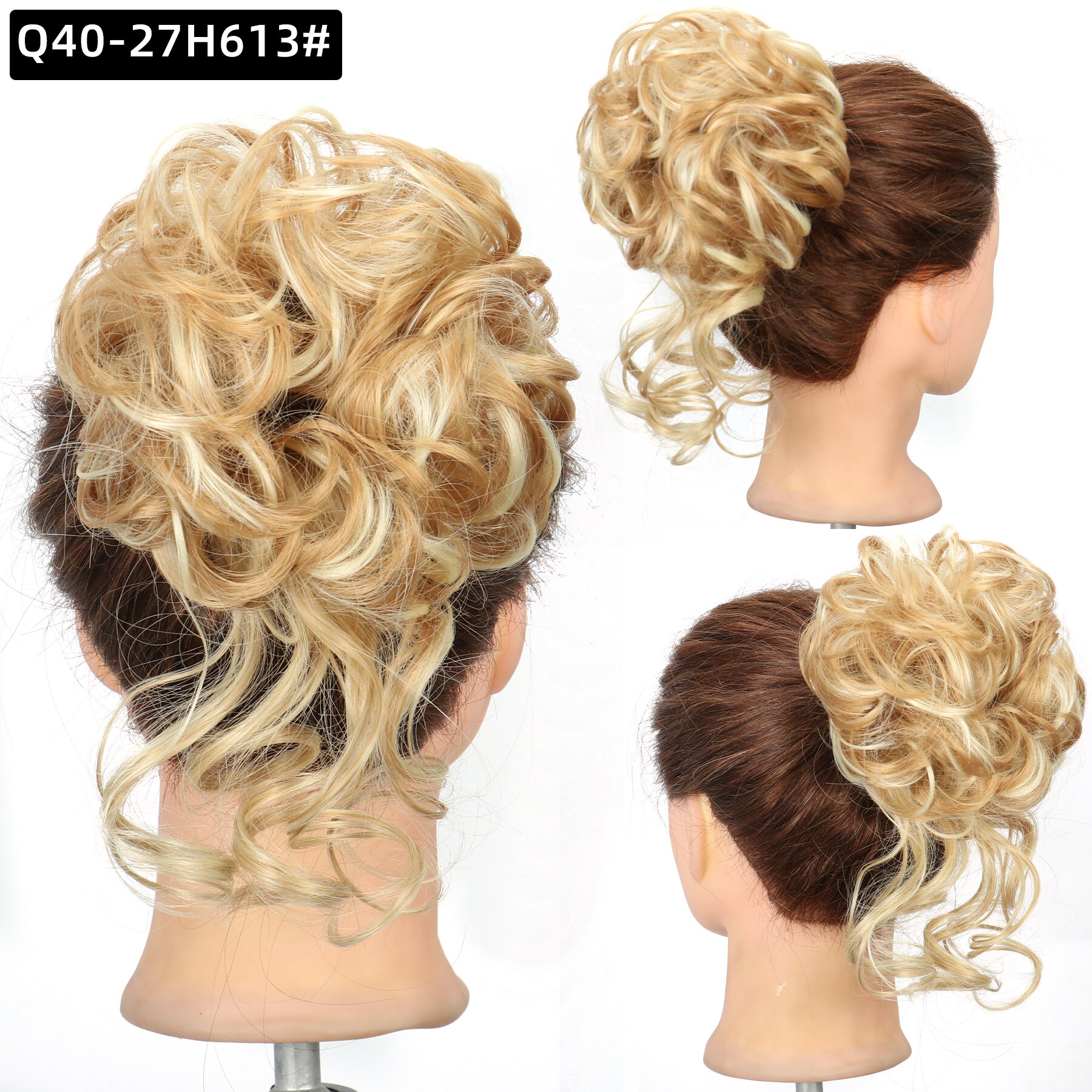 Synthetic Hair Bun Chignon Messy Curly Hair Band Elastic Scrunchy False Hair Pieces For Women Hairpins Black Brown: 27H613