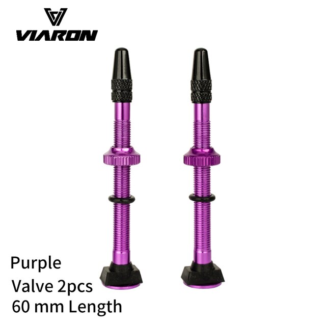 VIARON 2PCS 40/60mm Fahrrad F/V prasta Tubeless Reifen Ventil Rennrad MTB Reifen Luft ventil Legierung Ventil Kappe Für fahrrad Teile: 60mm Purple 2pc