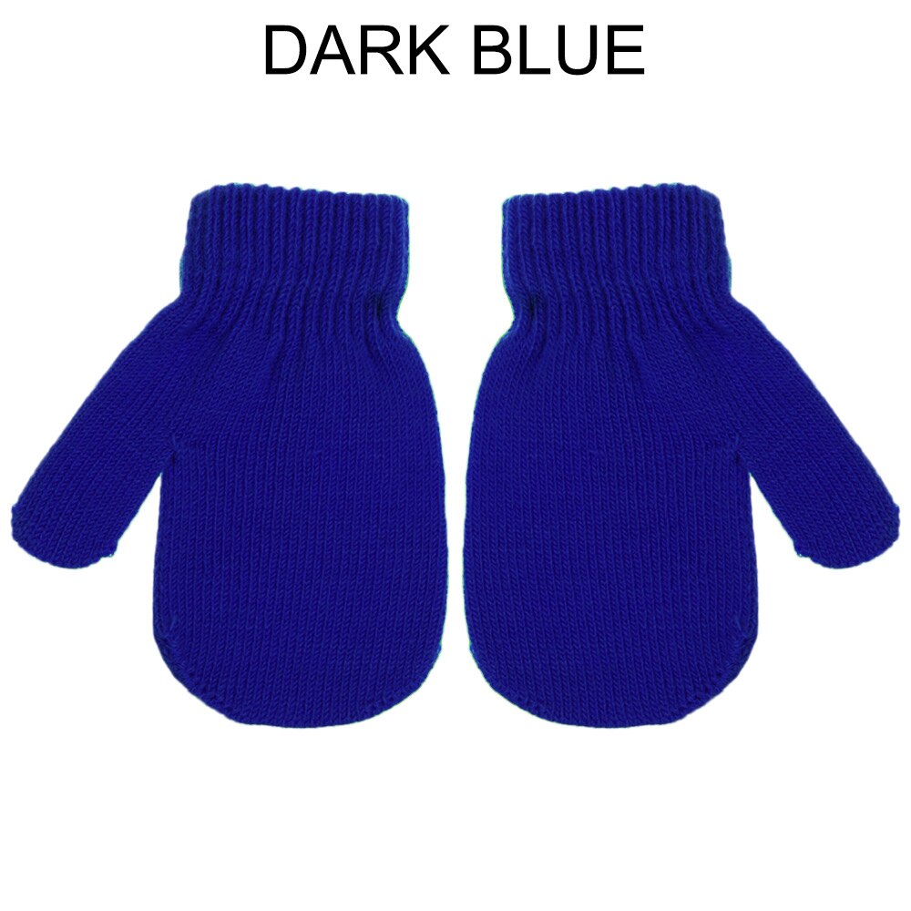 1-4 jaar oude gebreide handschoenen voor kinderen, winterwarm, wanten met lange vingers, meisjes, jongens, snoepkleur, mooie vingerloze handschoenen: Donkerblauw