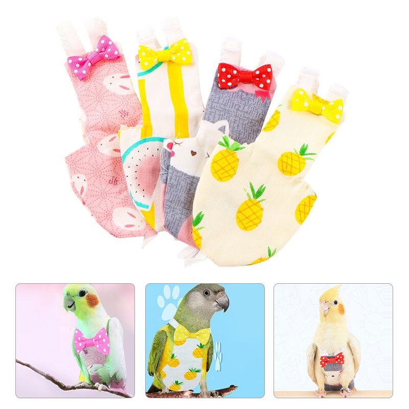 Neue Haustier Vogel Papagei Taube Windel mit Bowtie SchöNe Hase Obst Blume Gedruckt Nymphensittich Waschbar Kleidung Flug Anzug Ornament