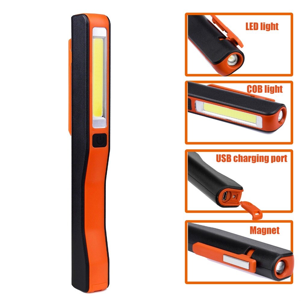 BRIGHTINWD 2in1 Rechargeable LED COB Camping Work Inspection Light Lamp Hand Torch Magnetic Rechargable Led Lamp