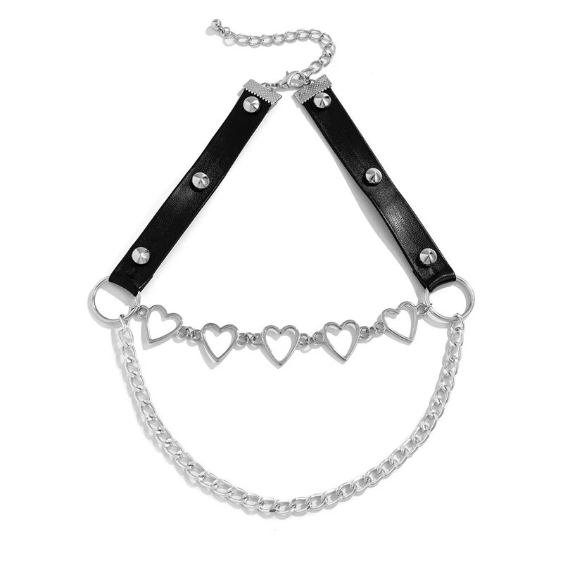 Kpop Vintage Harajuku Goth catene a cuore in metallo girocollo collane Grunge per donna Egirl Cosplay accessori estetici gioielli: Q